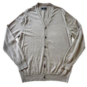 Charles Tyrwhitt 100% Merino Wool Cardigan Sweater Gray Button Front Men's XL